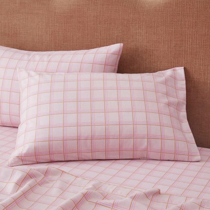 Flannelette |  Flannelette Printed Melrose Check Spice Pillowcases Bedlinen Flannelette