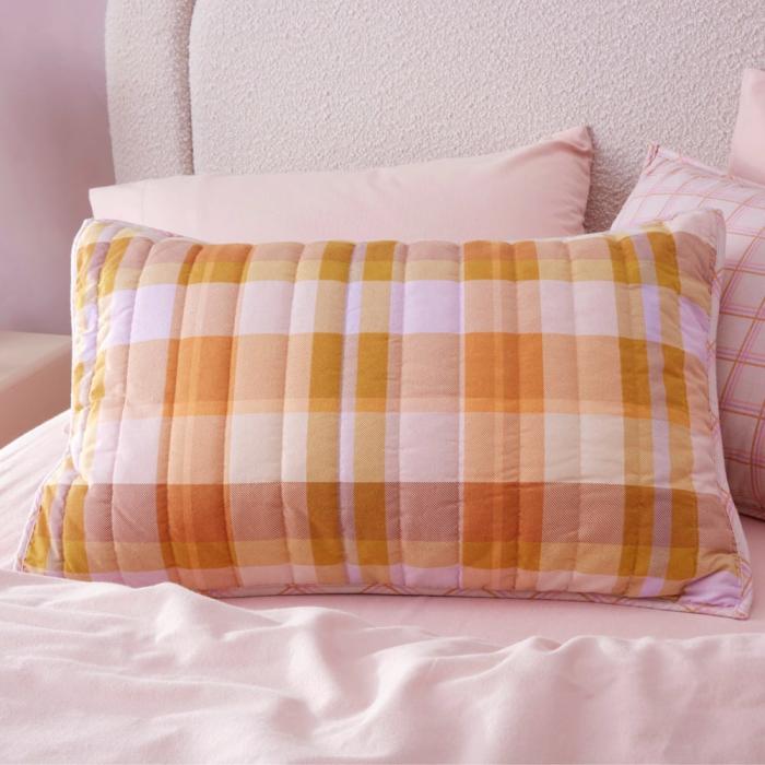 Flannelette |  Flannelette Printed Melrose Check Spice Quilted Pillowcases Bedlinen Flannelette