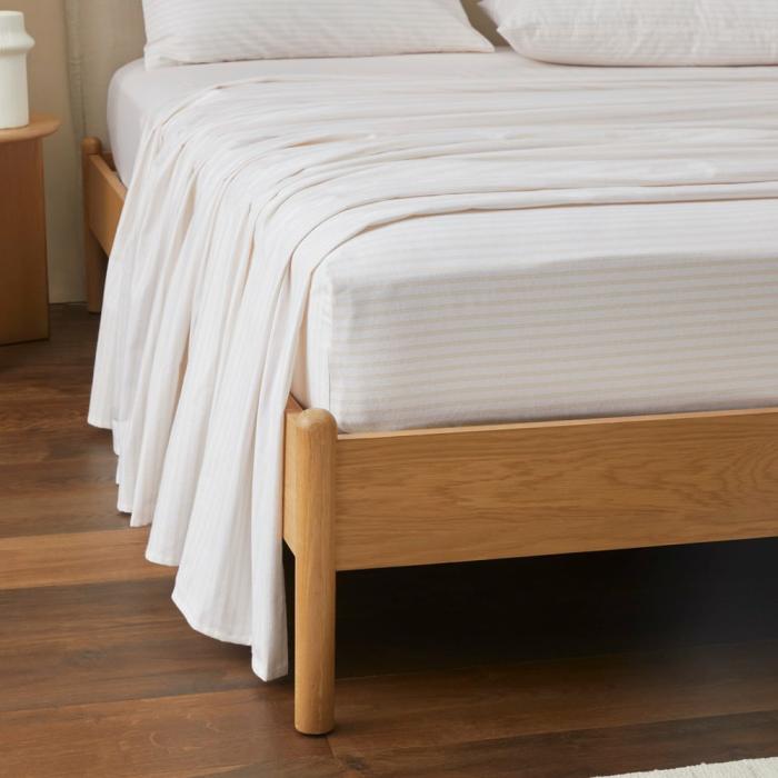 Flannelette |  Flannelette Printed Sand Stripe Fitted Sheet Separates Bedlinen Flannelette