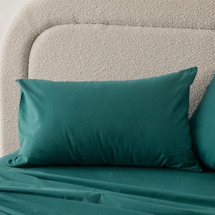 Flannelette |  Flannelette Teal Plain Dye Pillowcases Bedlinen Flannelette