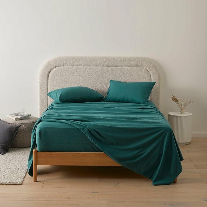 Flannelette |  Flannelette Teal Plain Dye Sheet Set Bedlinen Flannelette