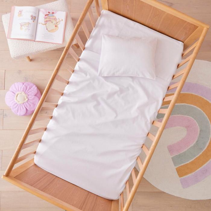 Flannelette |  Plain Dye White Flannelette Cot Sheet Set Flannelette Flannelette