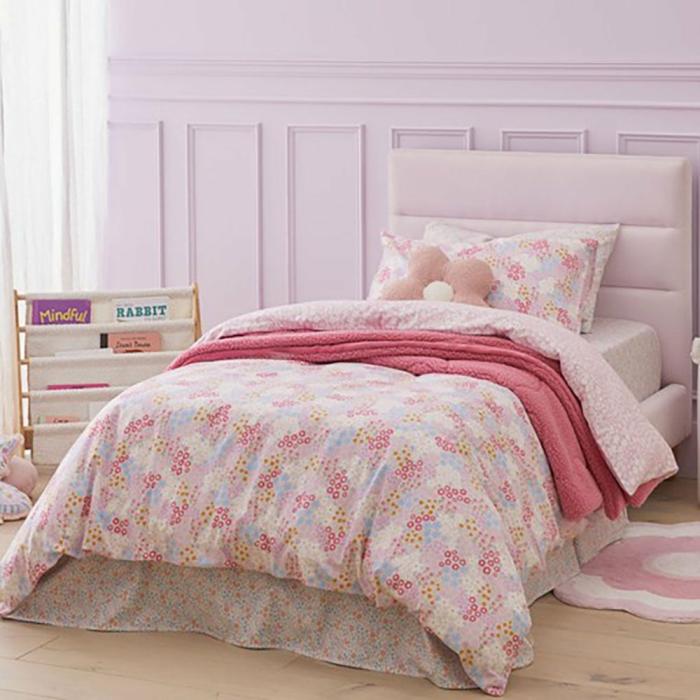 Flannelette |  Polly Floral Pink Flannelette Quilt Cover Set Flannelette Flannelette