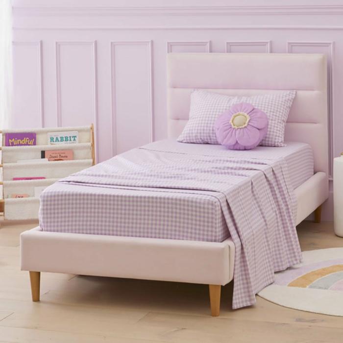 Flannelette |  Rylee Lilac Gingham Flannelette Sheet Set Flannelette Flannelette