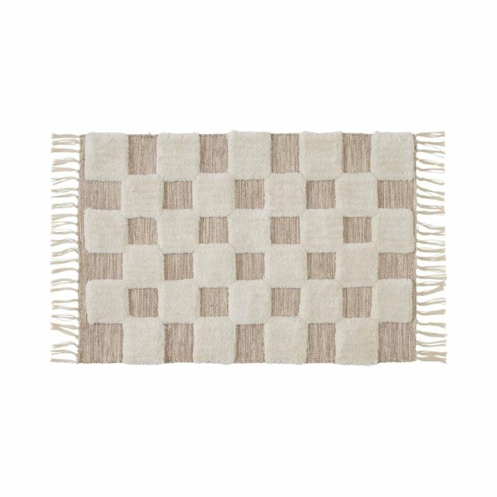 Floor Rugs & Mats |  Archie Natural & Ivory Check Indoor Mat Floor Rugs & Mats Floor Rugs & Mats