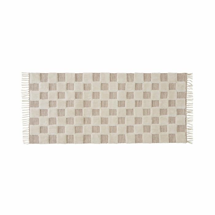 Floor Rugs & Mats |  Archie Natural & Ivory Check Rug Runner Floor Rugs & Mats Floor Rugs & Mats