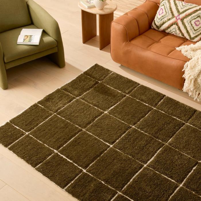 Floor Rugs & Mats |  High Pile Olive Green Tufted Rug Floor Rugs & Mats Floor Rugs & Mats