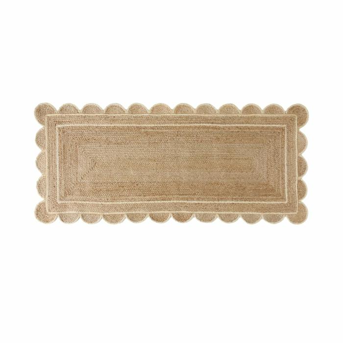 Floor Rugs & Mats |  Jute & White Scalloped Indoor Rug Runner Floor Rugs & Mats Floor Rugs & Mats