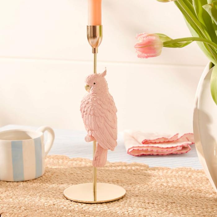 Home Decor |  Bird Pink & Gold Candleholder Home Decor Home Decor