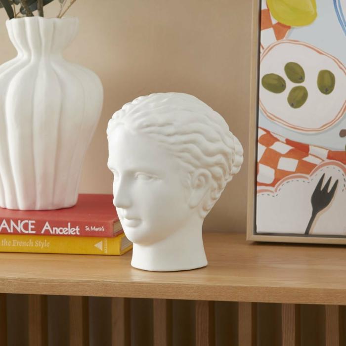 Home Decor |  Lucia White Leather Head Sculpture Home Decor Home Decor