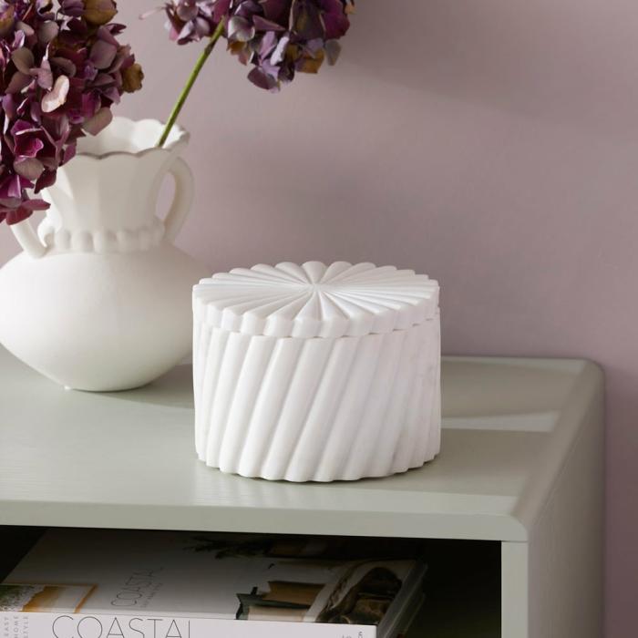 Home Decor |  Myra White Scallop Round Jewellery Box Home Decor Home Decor