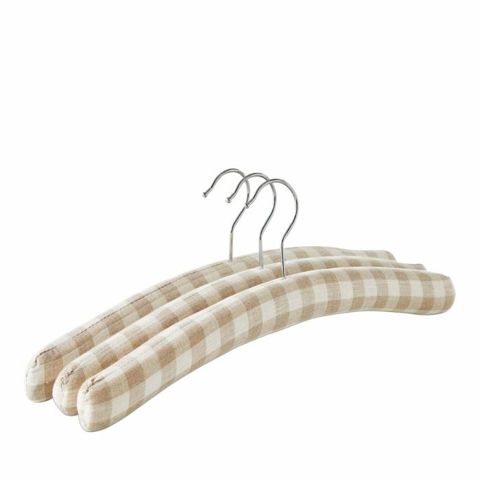 Home Decor |  Padded Natural Gingham Coat Hangers Home Decor Home Decor