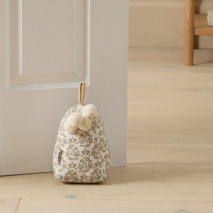 Home Decor |  Woodblock Natural Floral Door Stop Home Decor Home Decor