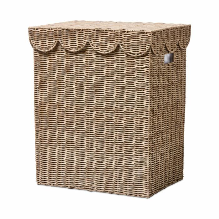 Laundry |  Scalloped Natural Laundry Basket Baskets Baskets