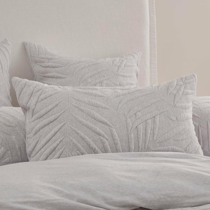 Pillowcases |  Airlie Palm Cloud Grey Jersey Quilted Pillowcases Bedlinen Pillowcases