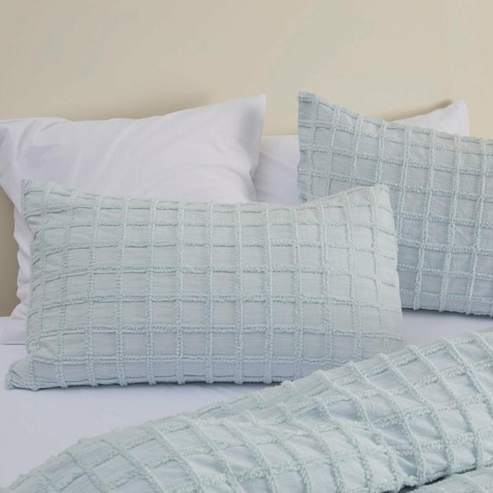 Pillowcases |  Andie Light Aqua Tufted Pillowcases Bedlinen Pillowcases