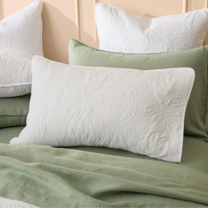 Pillowcases |  Belle White Quilted Pillowcases Bedlinen Pillowcases