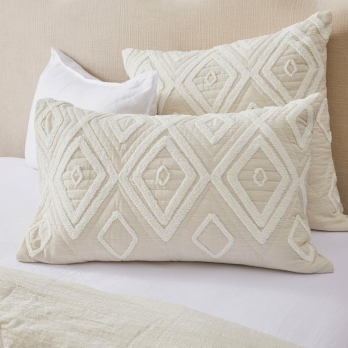 Pillowcases |  Bengal Tufted Natural Quilted Pillowcases Bedlinen Pillowcases