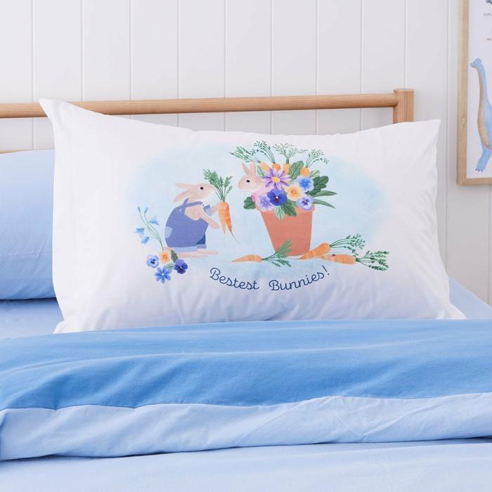 Pillowcases |  Bestest Bunnies Text Pillowcase Kids Bedlinen Pillowcases