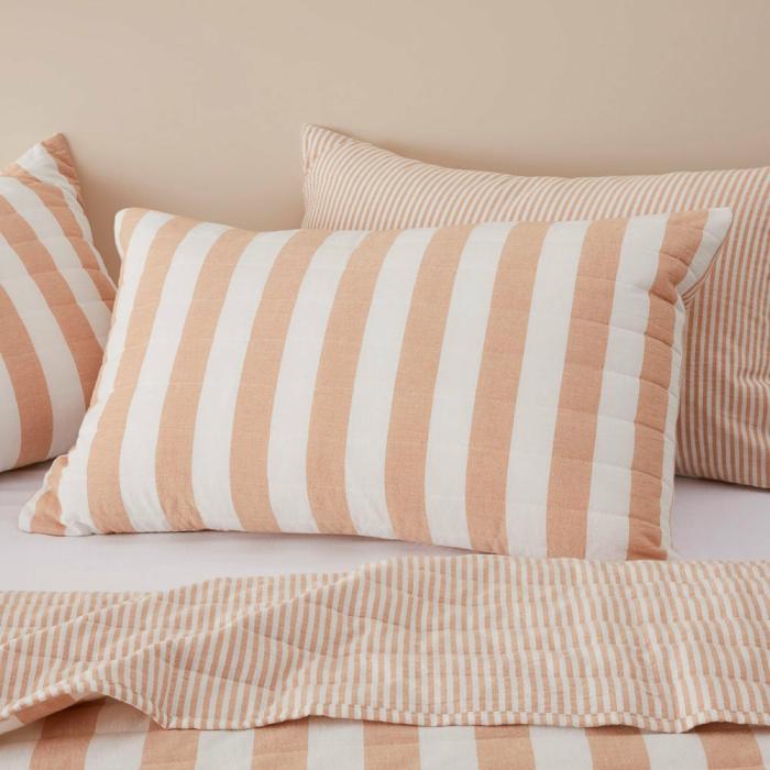 Pillowcases |  Biscuit Stripe Quilted Pillowcases Bedlinen Pillowcases