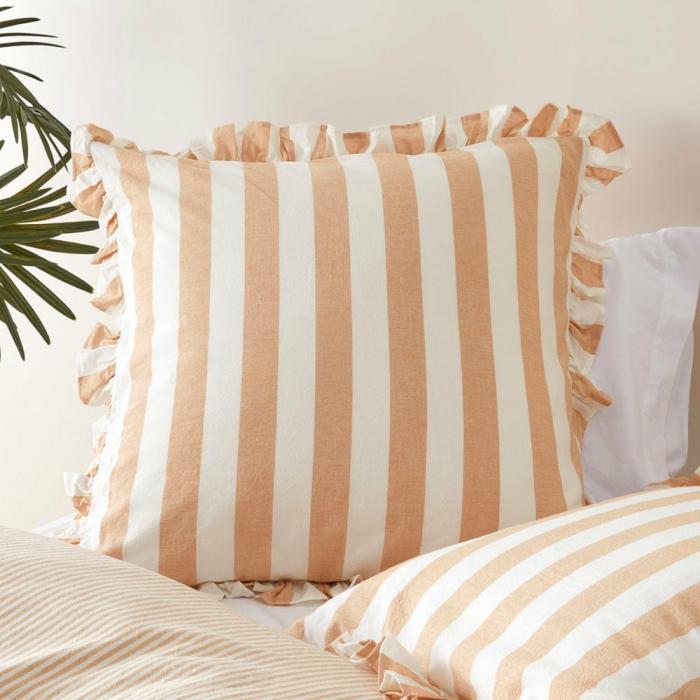 Pillowcases |  Biscuit Stripe Ruffle Pillowcases Bedlinen Pillowcases