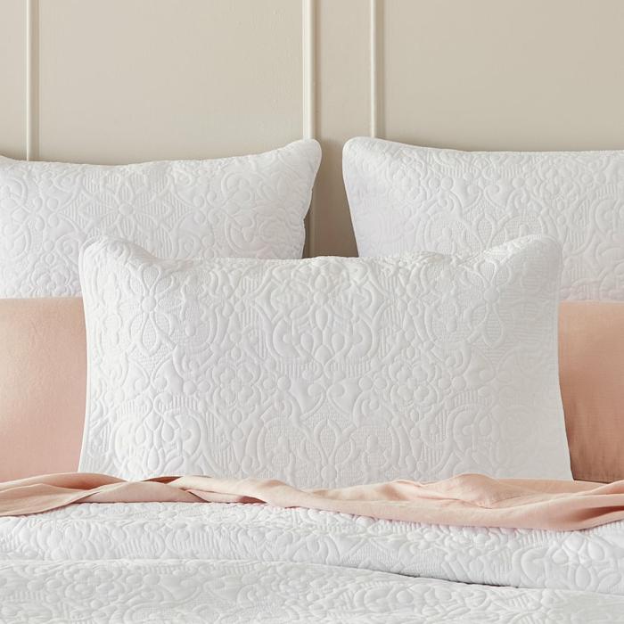 Pillowcases |  Chloe Quilted White Pillowcase Bedlinen Pillowcases