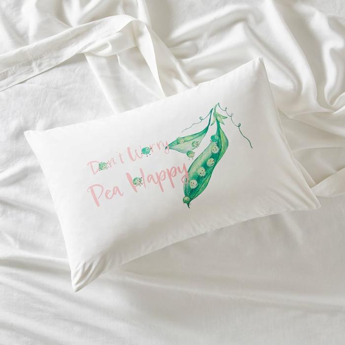 Pillowcases |  Don’T Worry Pea Happy Text Pillowcase Bedlinen Pillowcases