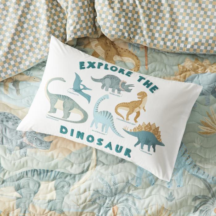 Pillowcases |  Explore The Dinosaur White Text Pillowcase Kids Bedlinen Pillowcases