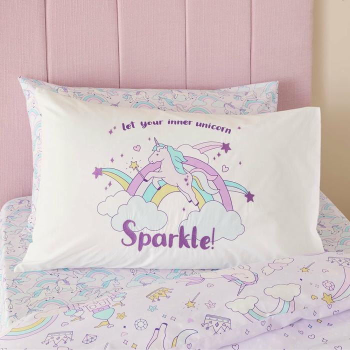 Pillowcases |  Fantasy Unicorn Text Pillowcase Kids Bedlinen Pillowcases