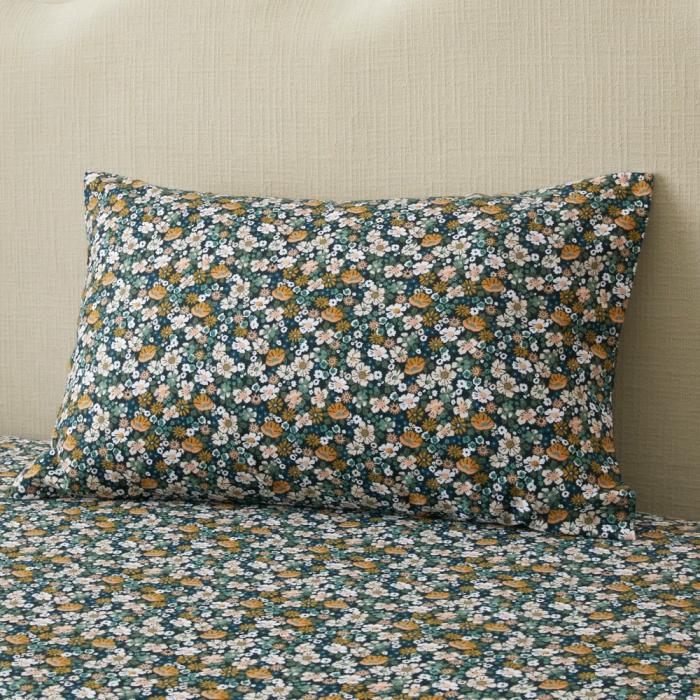 Pillowcases |  Flannelette Printed Libertine Floral Green Pillowcase Bedlinen Pillowcases