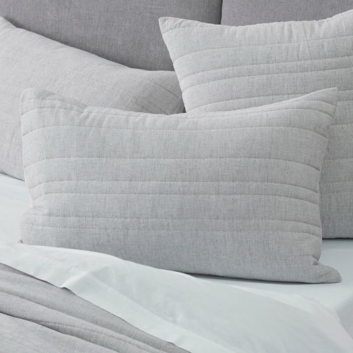 Pillowcases |  Fraiser Grey Chambray Quilted Pillowcases Bedlinen Pillowcases