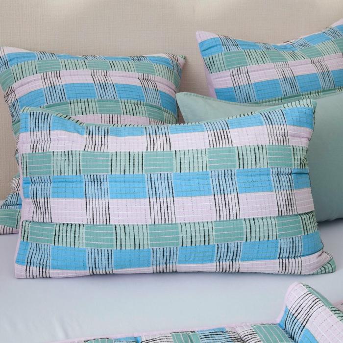 Pillowcases |  Indie Lilac Check Quilted Pillowcases Bedlinen Pillowcases