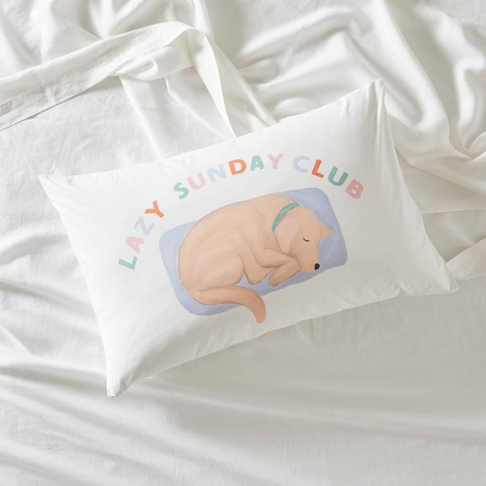 Pillowcases |  Lazy Sunday Club Text Pillowcase Bedlinen Pillowcases