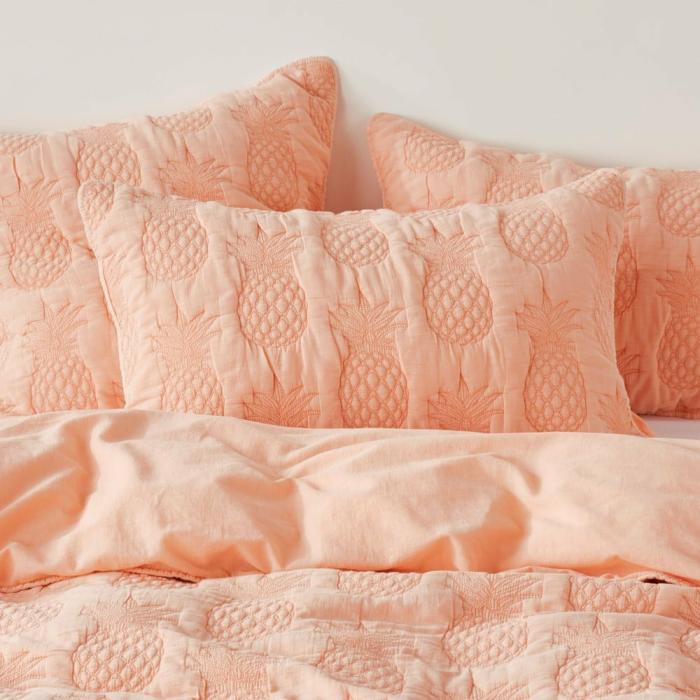 Pillowcases |  Mimosa Apricot Quilted Pillowcases Bedlinen Pillowcases