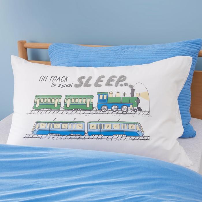 Pillowcases |  On Track For Sleep Text Pillowcase Kids Bedlinen Pillowcases