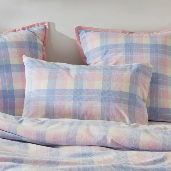 Pillowcases |  Rylee Blue Check Corduroy Pillowcases Bedlinen Pillowcases