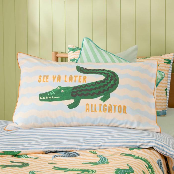 Pillowcases |  See Ya Later Alligator Text Pillowcase Kids Bedlinen Pillowcases