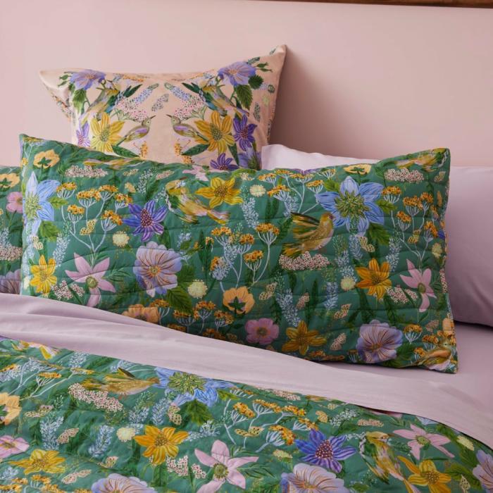 Pillowcases |  Sephora Floral Garden Green Quilted Pillowcases Bedlinen Pillowcases