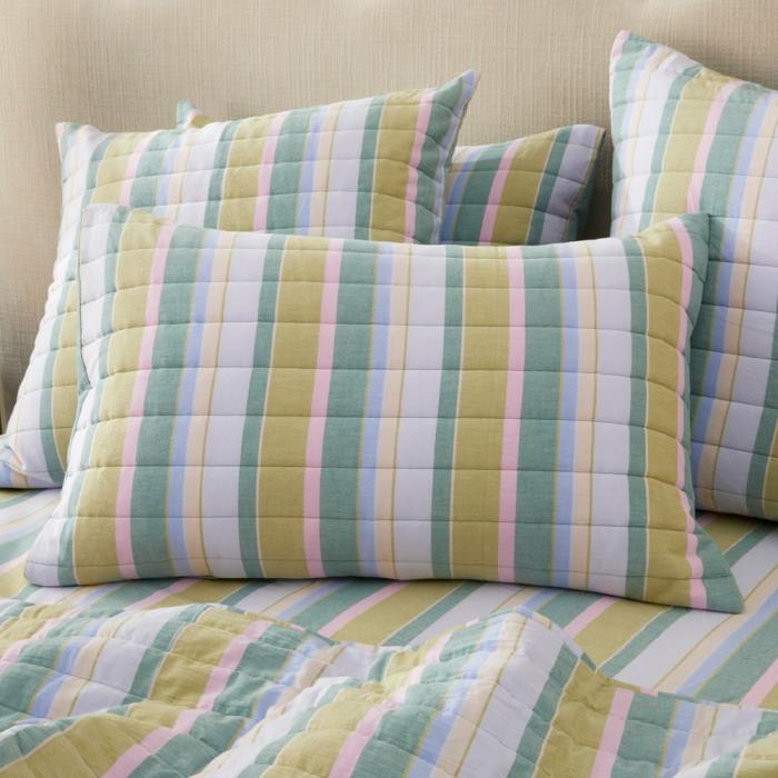 Pillowcases |  Sephora Stripe Garden Green Quilted Pillowcases Bedlinen Pillowcases