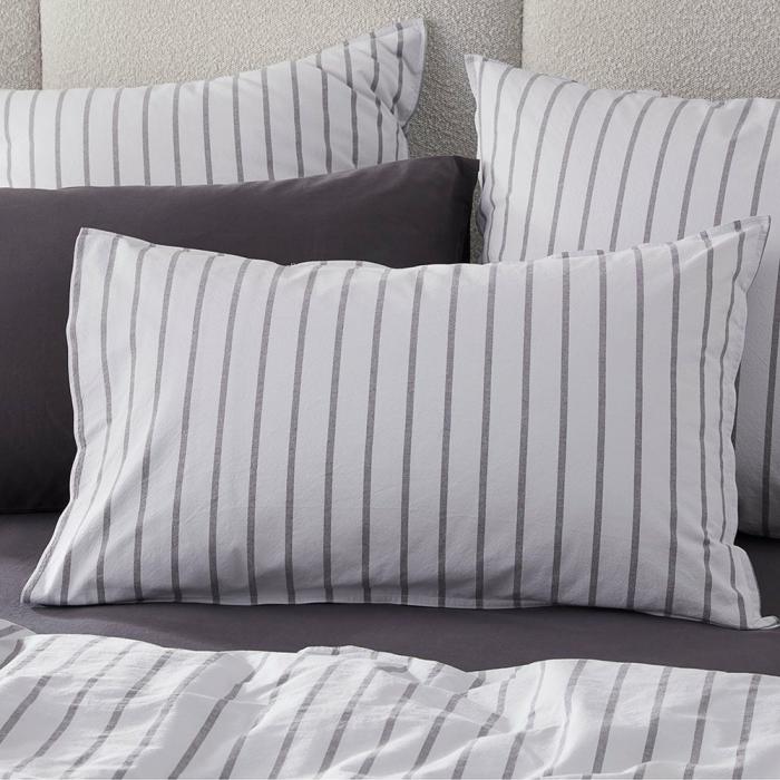 Pillowcases |  Stonewashed Cotton Cloud Stripe Pillowcases Bedlinen Pillowcases