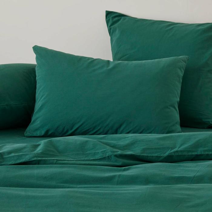 Pillowcases |  Stonewashed Cotton Evergreen Pillowcases Bedlinen Pillowcases