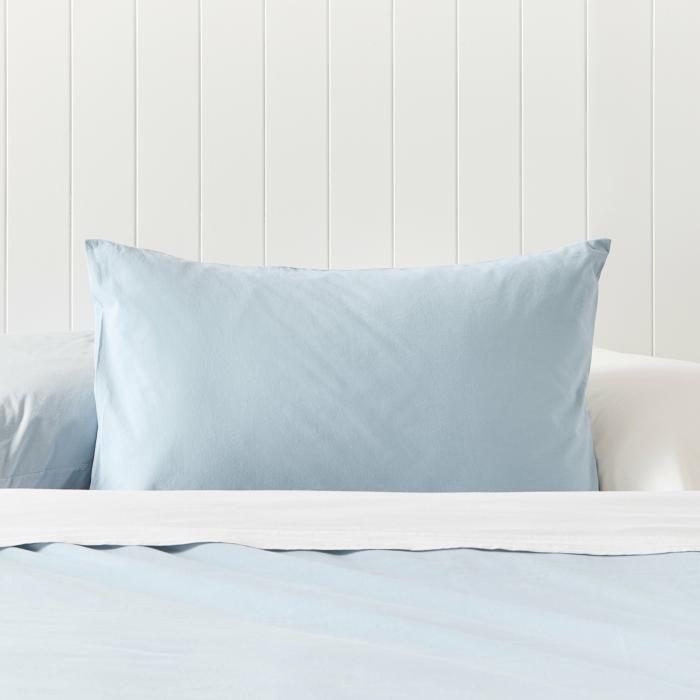 Pillowcases |  Stonewashed Cotton Ice Blue Pillowcases Bedlinen Pillowcases