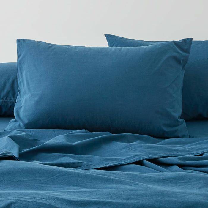 Pillowcases |  Stonewashed Cotton Petrol Blue Pillowcases Bedlinen Pillowcases