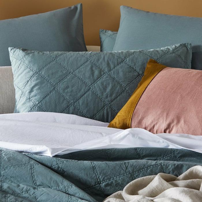 Pillowcases |  Stonewashed Cotton Sage Quilted Pillowcase Bedlinen Pillowcases