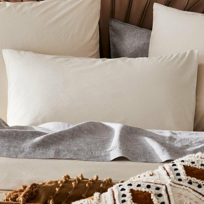 Pillowcases |  Stonewashed Cotton Sand Pillowcase Bedlinen Pillowcases