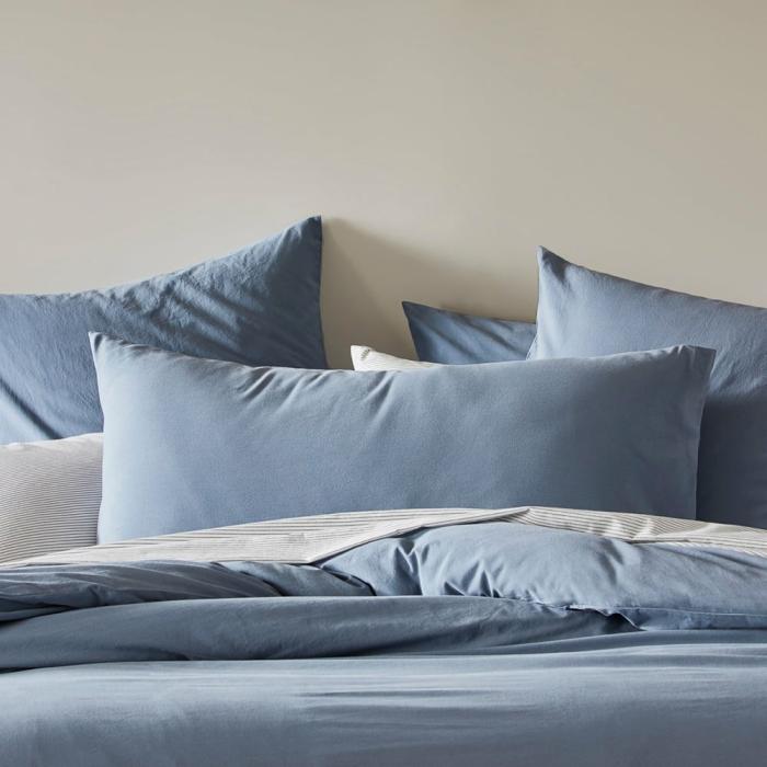 Pillowcases |  Stonewashed Cotton Storm Blue Pillowcases Bedlinen Pillowcases