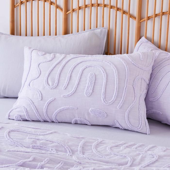 Pillowcases |  Swirl Lilac Tufted Pillowcases Bedlinen Pillowcases