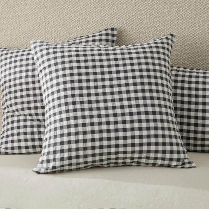 Pillowcases |  Talia Charcoal Check Pillowcases Bedlinen Pillowcases