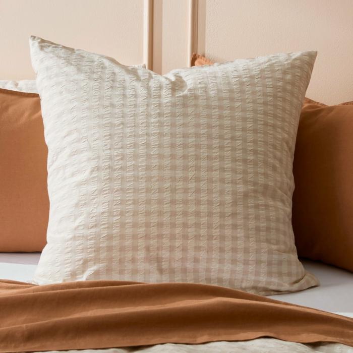 Pillowcases |  Talia Check Sand Pillowcases Bedlinen Pillowcases