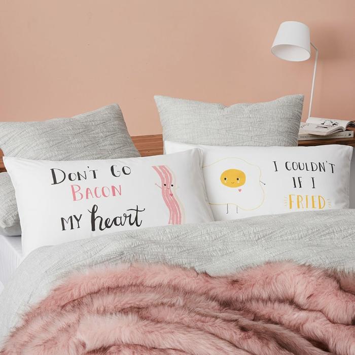 Pillowcases |  Text Pillowcase Bacon & Egg Pair Bedlinen Pillowcases